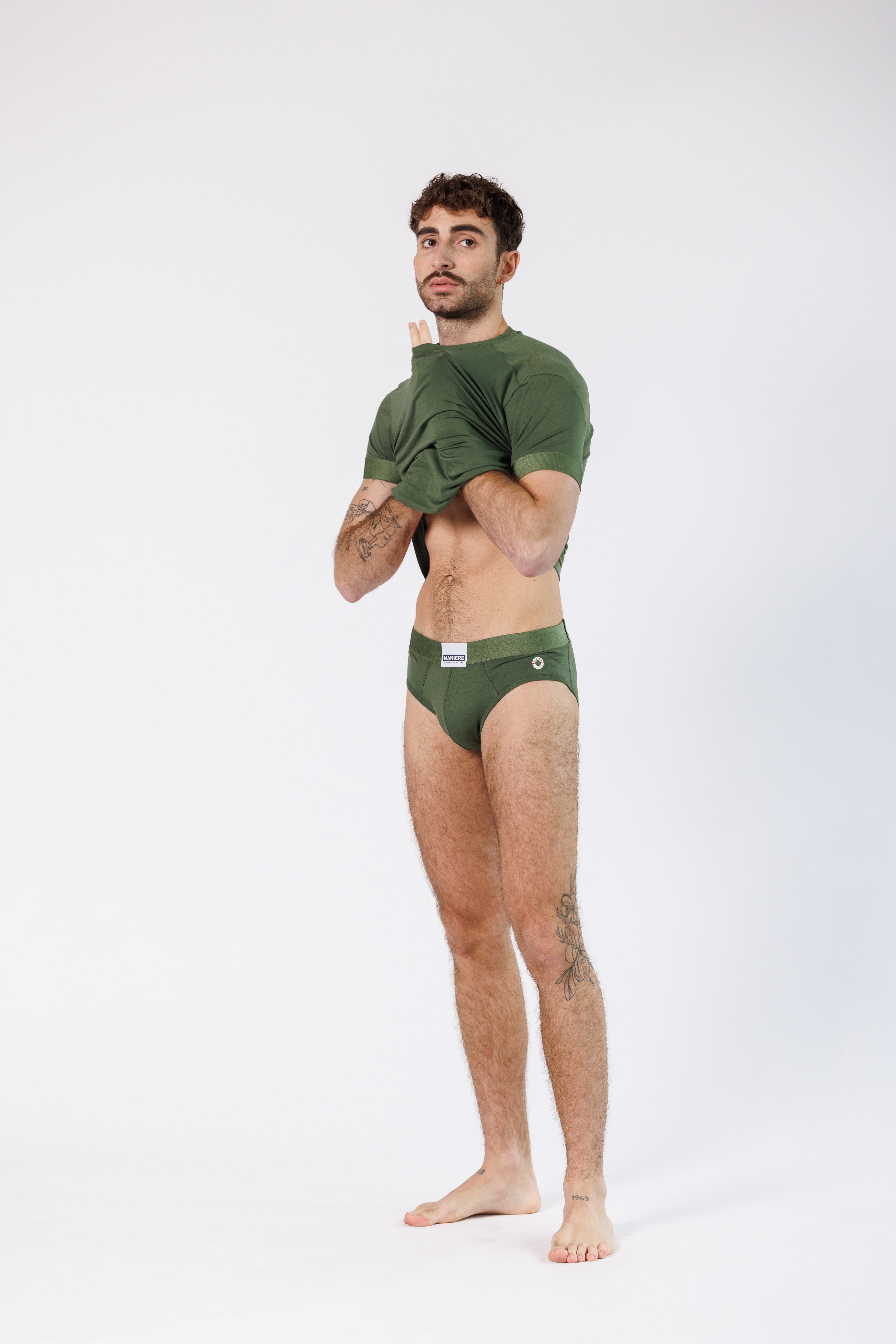 PACK T-SHIRT + BRIEFS MONOCHROME GREEN - 20% OFF