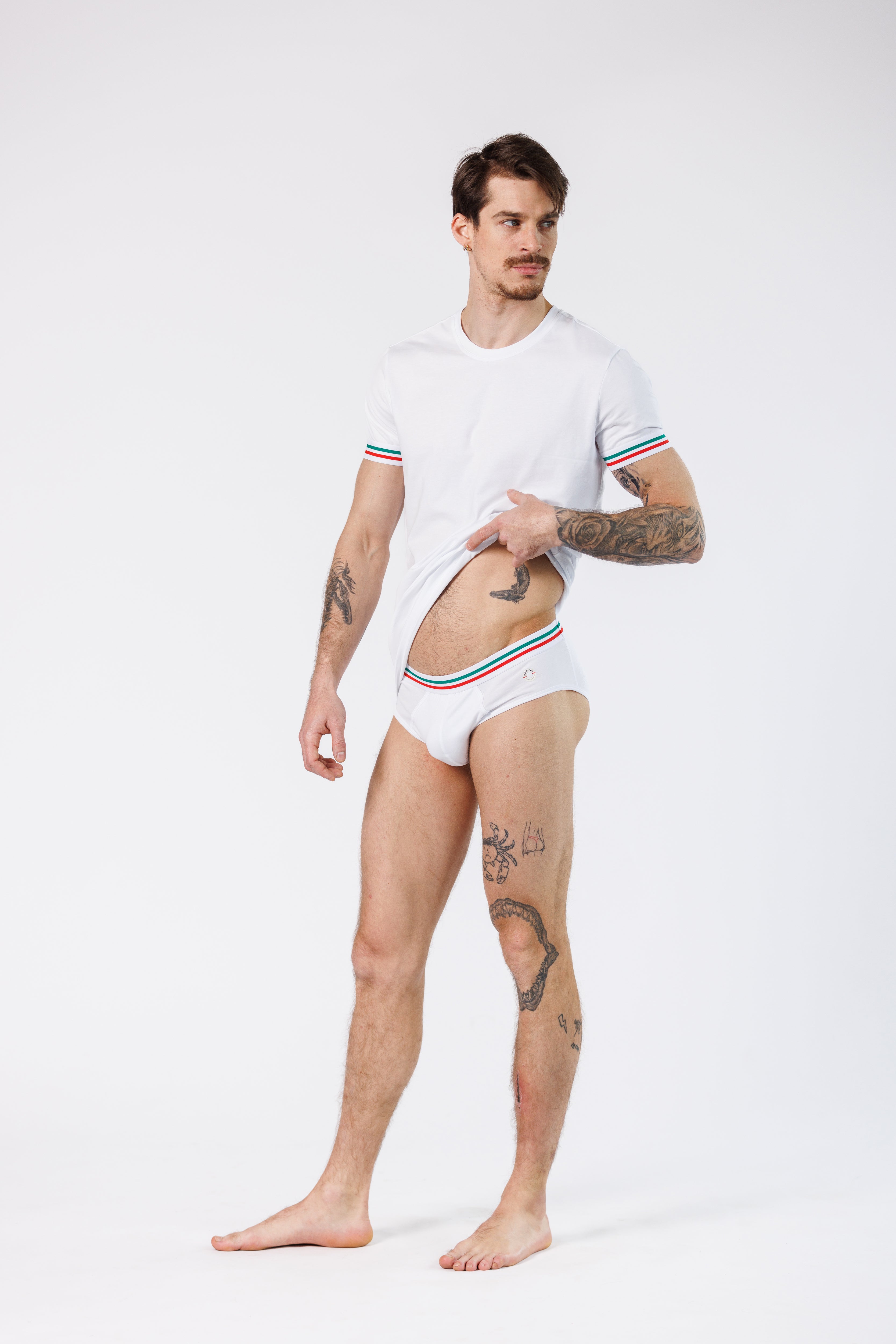 PACK T-SHIRT + BRIEFS TRICOLOR WHITE - 20% OFF